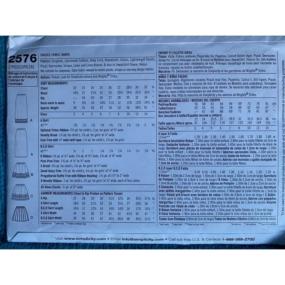 Simplicity 2576 girls